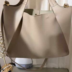 Melie Bianco Beige Leather Tote Bag